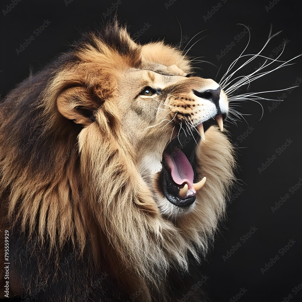 Naklejka premium Portrait of a lion on a minimalist background