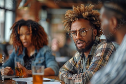 A man with a puzzled look engages in conversation  depicting the complexity of communication in social settings