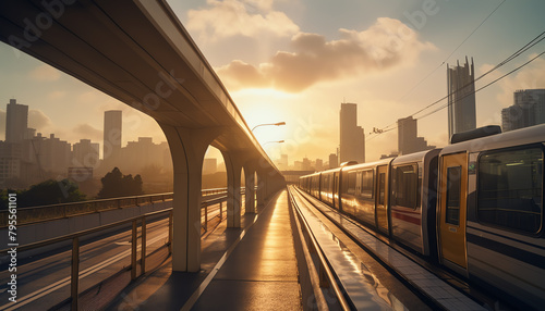 Morning Metro Early morning in a metropolitan area, with empty streets and the first rays of sun reflecting off highrise buildings, suitable for morning routine videos or peaceful city wakeup playlist photo