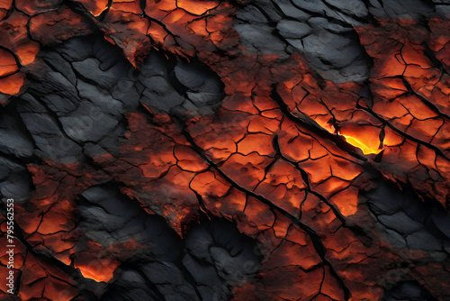 Cracked Lava Land texture background. Volcano magma Hell rock. Abstract Crack texture background, volcanic eruption. Molten lava illustration
