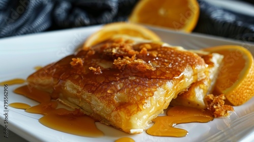 Crepe suzette (or "Suzette pancakes") is a French dessert consisting of thin pancakes in a very fragrant caramel-orange sauce.
