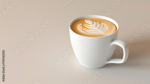 Minimalist Elegance  Rich Frothy Coffee with Artistic Latte Design