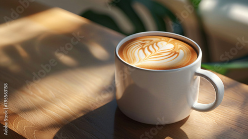 Minimalist Elegance: Rich Frothy Coffee with Artistic Latte Design