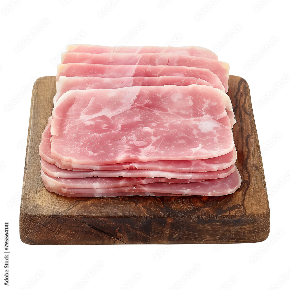 Sliced Ham or Ham Sausage on Rustic Wooden Board, AI Generated Image with Transparent Background Sliced Ham or Ham Sausage on Rustic Wooden Board, AI Generated Image with Transparent Background