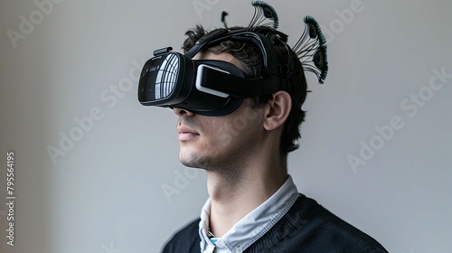 peacock with vision virtual reality sunglass solid background © Дмитрий Симаков