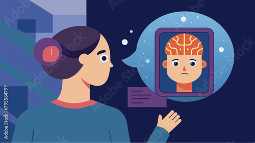 A person looks into a mirror with a look of shock and horror as they discover the presence of a brain chip implanted in their own head. The caption.
