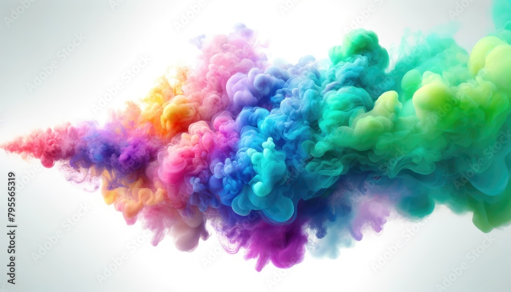 Group of multicolored smoke on white background