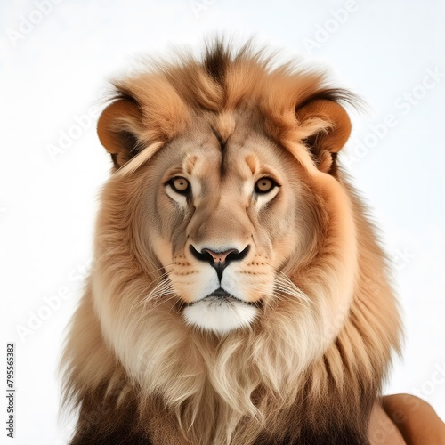 Portrait of a lion on a minimalist background