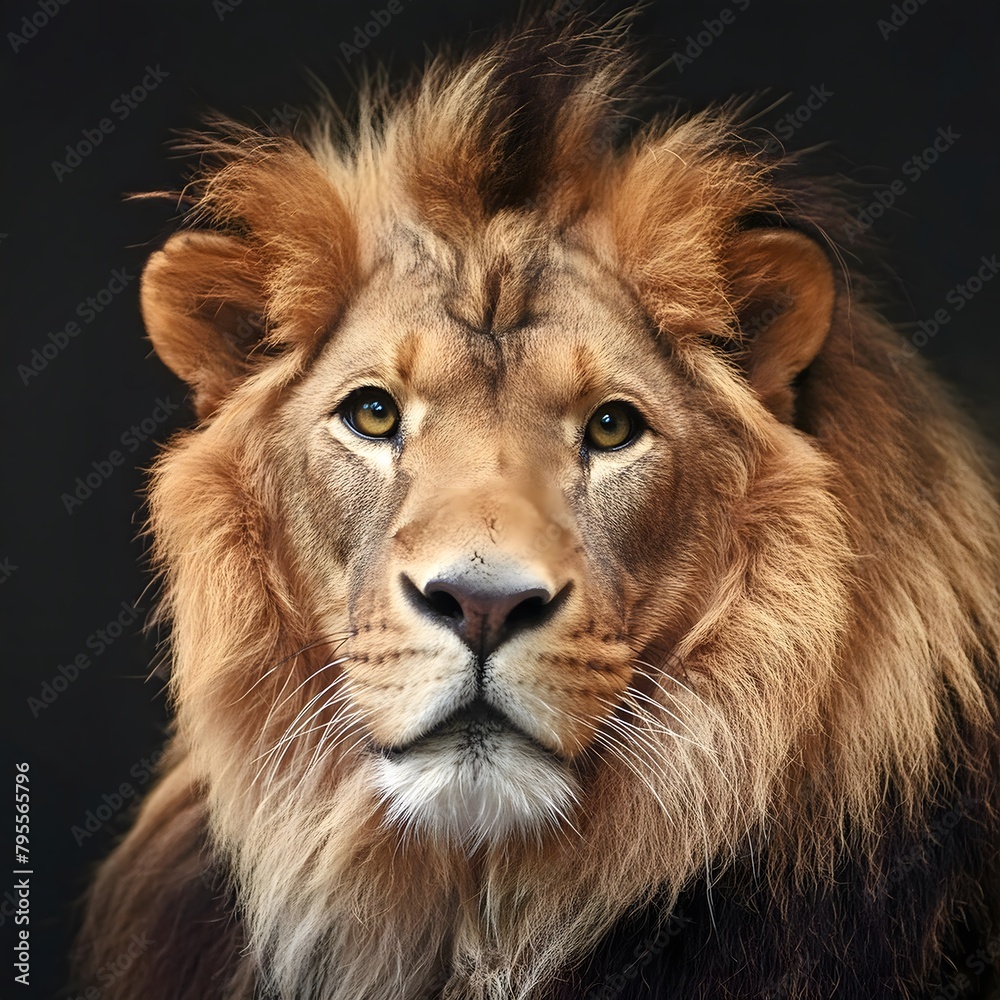 Portrait of a lion on a minimalist background