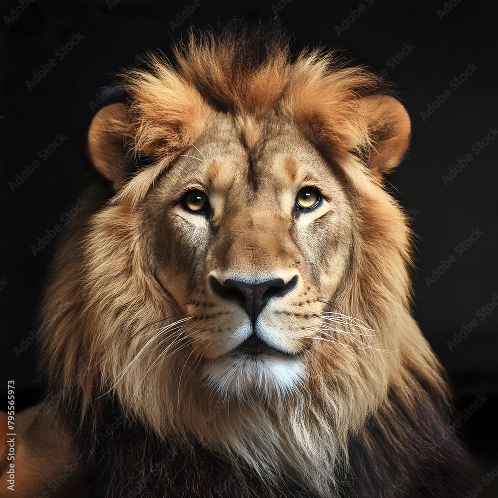 Portrait of a lion on a minimalist background