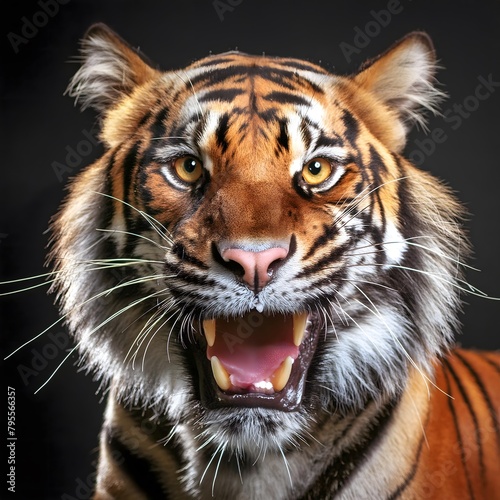 Portrait of a bengal tiger on a minimalist background