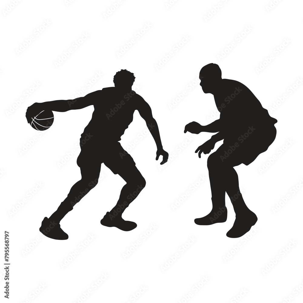 Vector set of Basketball players silhouettes, Basketball silhouettes