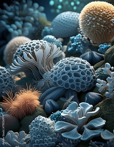 Photorealistic, highly detailed, Microscopic life, microscopic creatures, microscopy