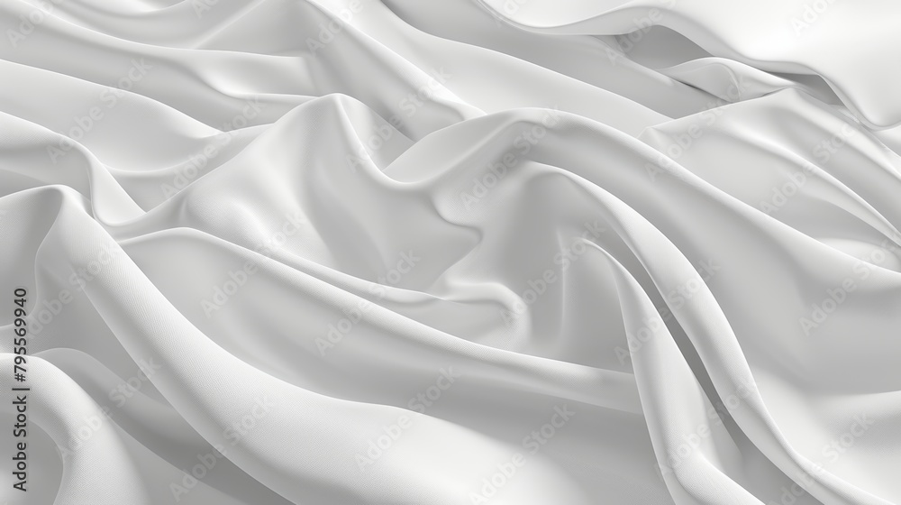 Illustration of bright white fabric material arranged in flowing wavy layers, creating an abstract background with deep shadows Illustration of bright white fabric material arranged in flowing wavy layers, creating an abstract background with deep shadows