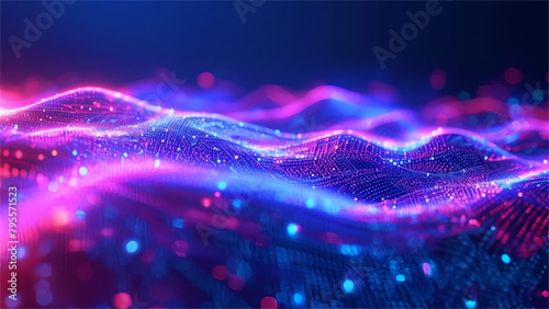 Digital technology AI background.Cyber big data flow. Network line connect stream like flow