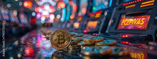 A photo of a Bitcoin-themed amusement park with rides and attractions centered around the concept of halving.