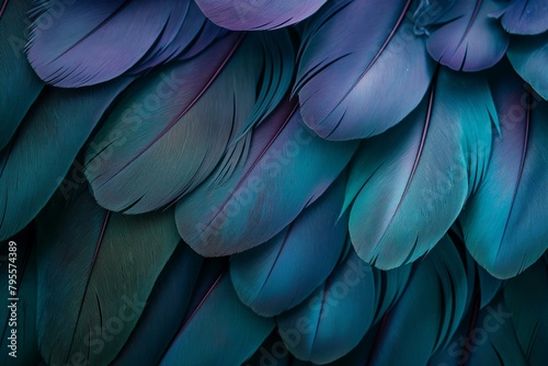 Vibrant Teal and Purple Feather Texture Close-Up for Creative Projects