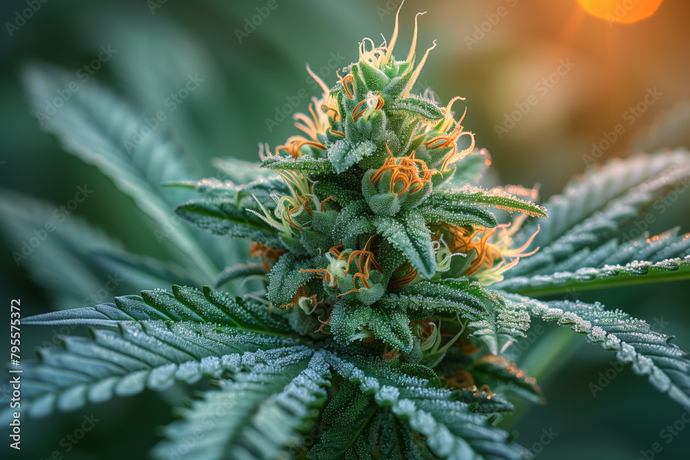 Close up of marijuana plant with blurry background