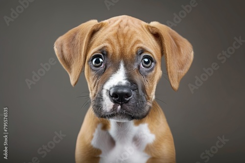Cute puppy with floppy ears and big eyes  isolated on a transparent background for easy integration