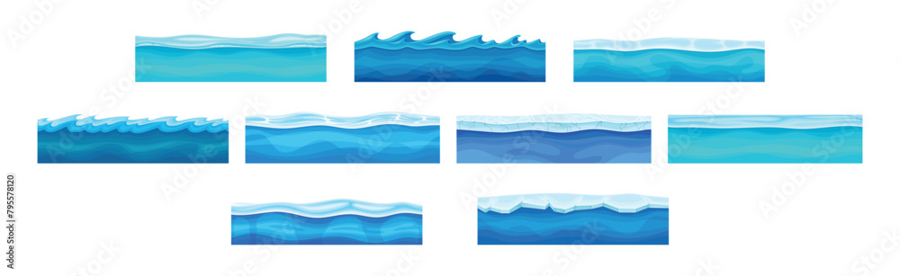 Seamless Water and Ocean Layers For Game Vector Set