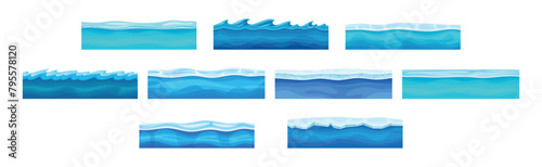 Seamless Water and Ocean Layers For Game Vector Set