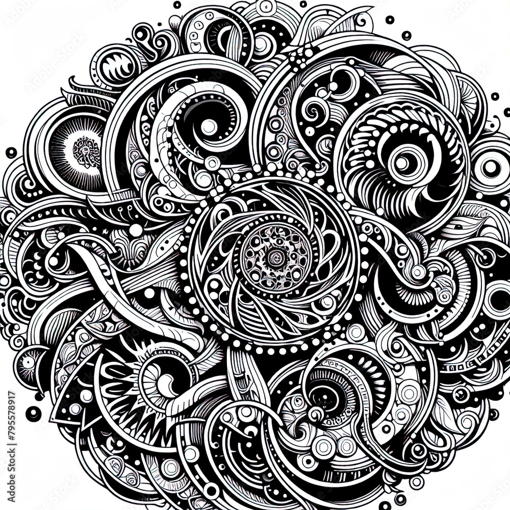 Ein schwarz weiß vector eines komplexen Musters Ein schwarz weiß vector eines komplexen Musters