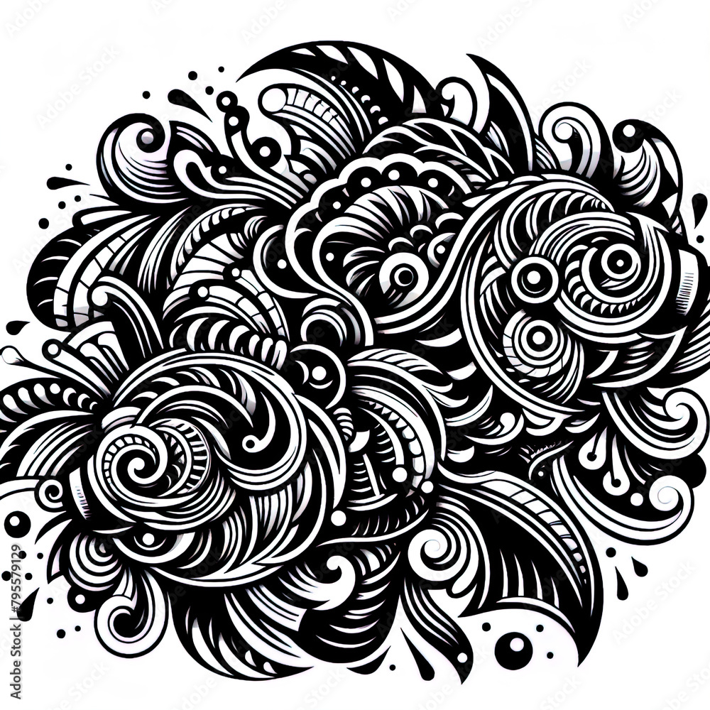 Fototapeta premium Ein schwarz weiß vector eines komplexen Musters