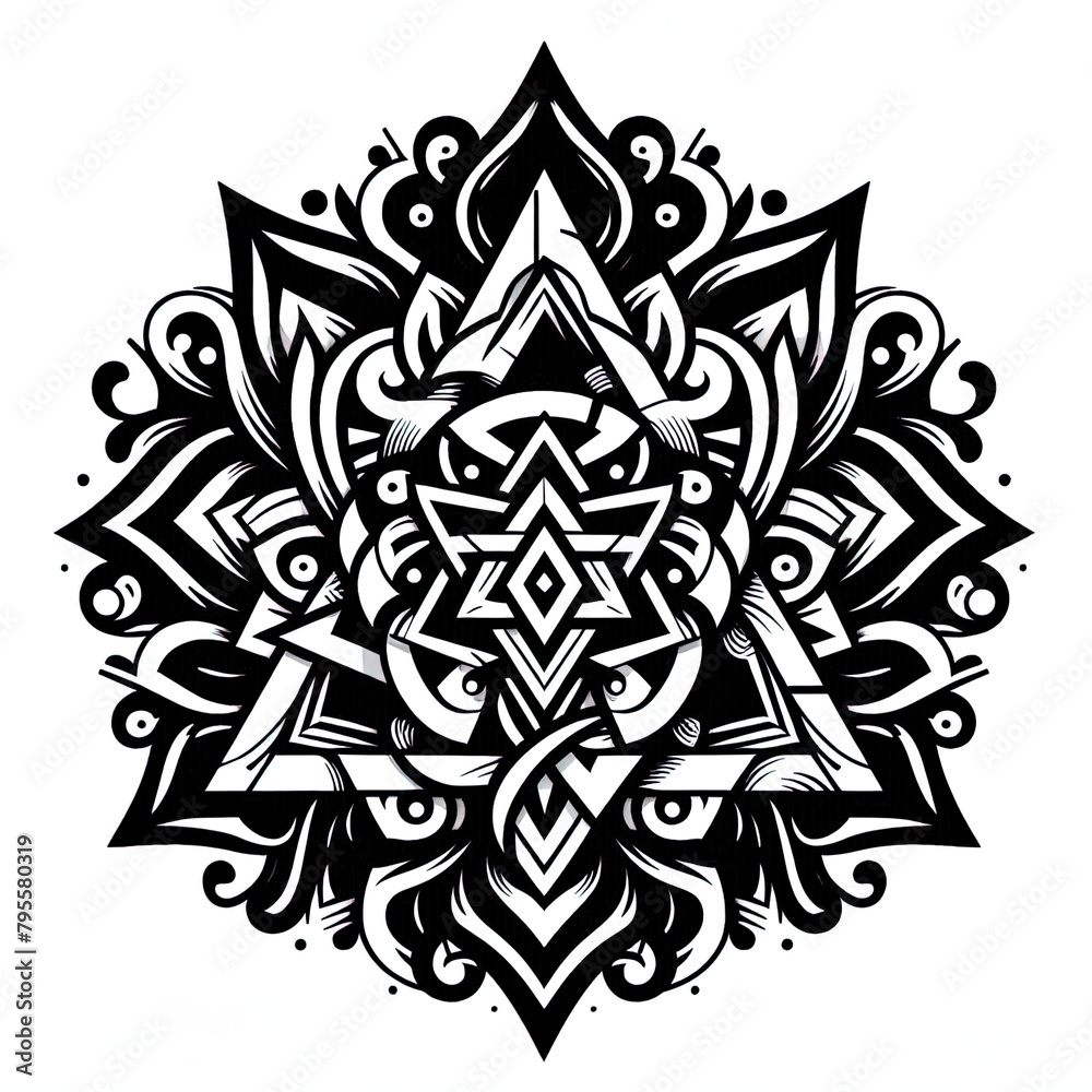 Ein schwarz weiß vector eines komplexen Musters Ein schwarz weiß vector eines komplexen Musters