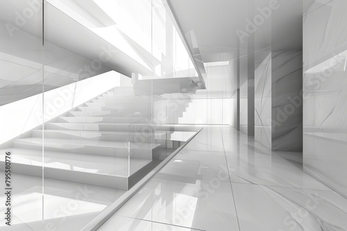 Geometric precision with transparent white  suitable for architectural renderings