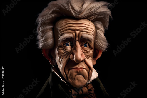 Andrew Jackson (caricature) 1829-1837 - 7th President of the US, founder of the Democratic Party, and known for his controversial policies towards Native Americans and the national banking system photo
