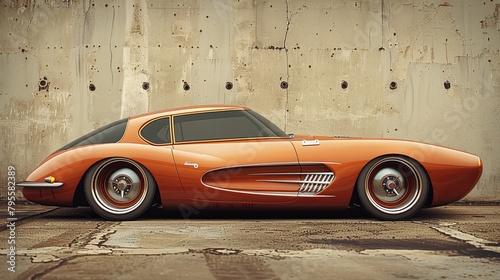 Retro futuristic car concept art, vintage style