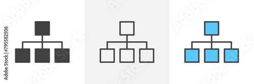Hierarchical Organization Vector Icons for Flowcharts and Structures