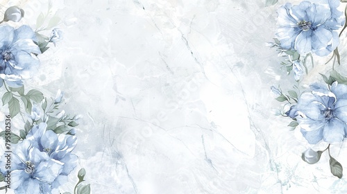 Elegant blue floral watercolor background for invitations and art prints