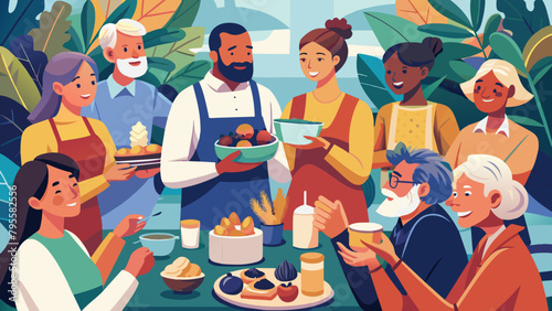 Diverse Group Enjoying a Colorful Outdoor Feast
