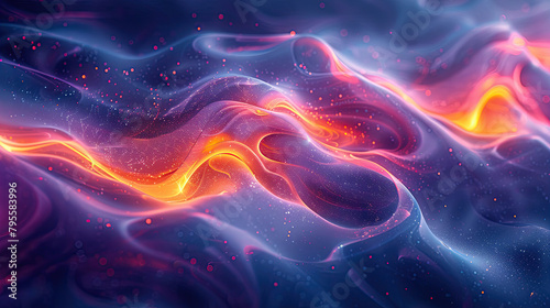 Abstract fluid art background with swirling patterns of vibrant colors  resembling the cosmic beauty of galaxies and nebulae. There is an ethereal glow emanating from within the swirls