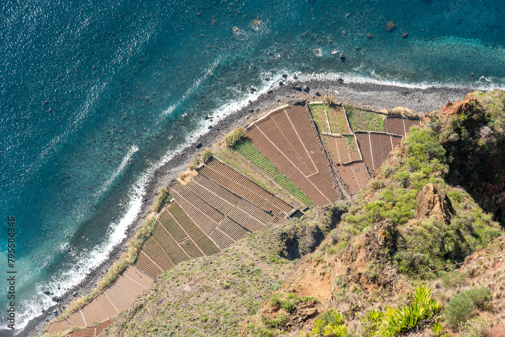 Naklejka premium Funchal Madeira island Portugal Cabo Girao Skywalk, aerial views from the viewpoint.