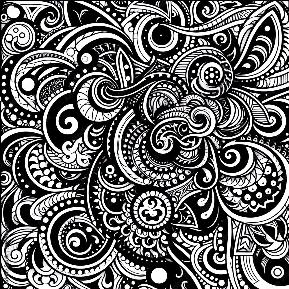 Fototapeta premium Ein schwarz weiß vector eines komplexen Musters