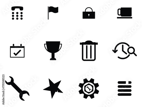 set of black user interface icons