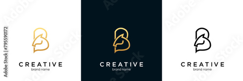 Luxury letter B with abstract horse logo template