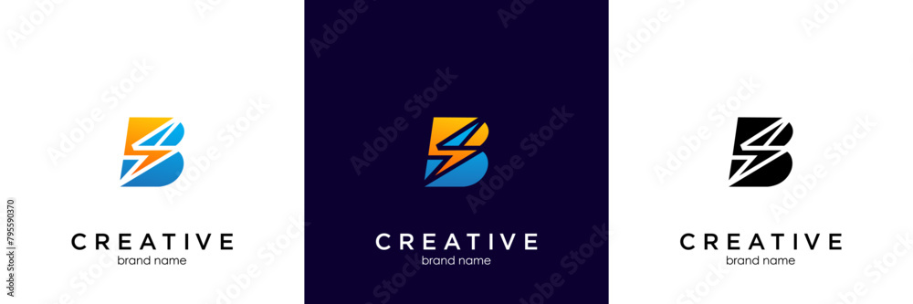 letter B Bolt Logo Vector Design Icon Illustration