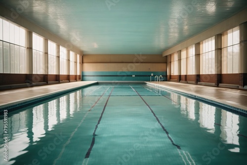 lanes in an empty swimming pool with water