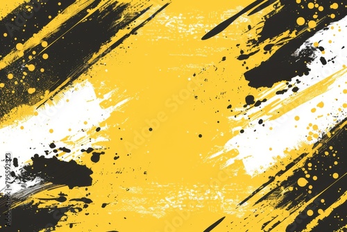 Dynamic yellow and black abstract grunge background texture