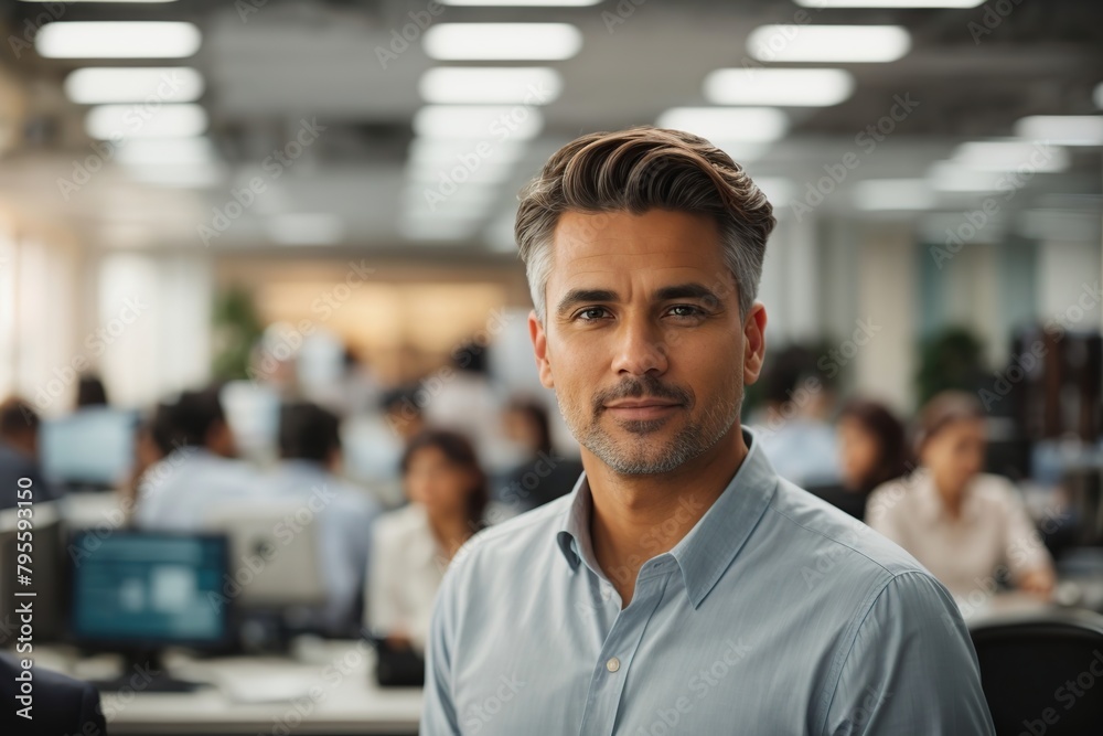 office with blurred people casual wear with blurred