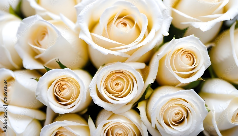 White roses multitude close-up view White roses multitude close-up view