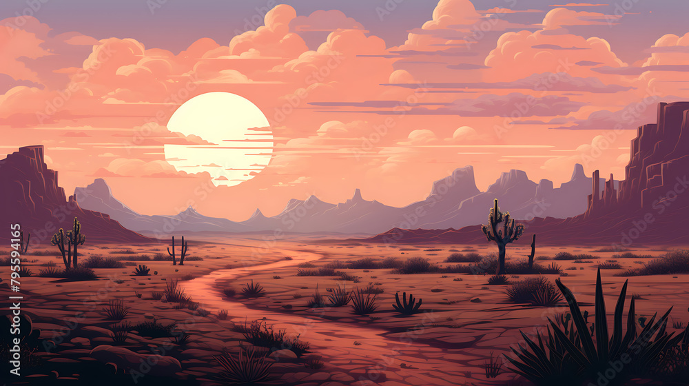 Desert sunset illustration