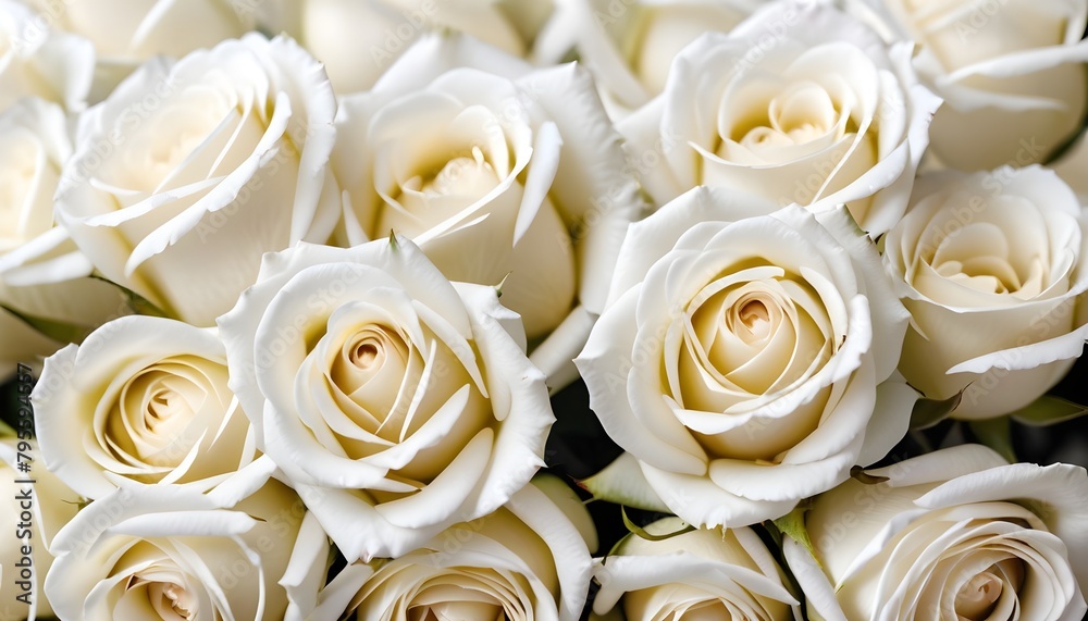 White roses multitude close-up view White roses multitude close-up view