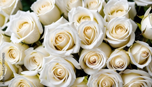 Lot of white roses background  macro close-up view
