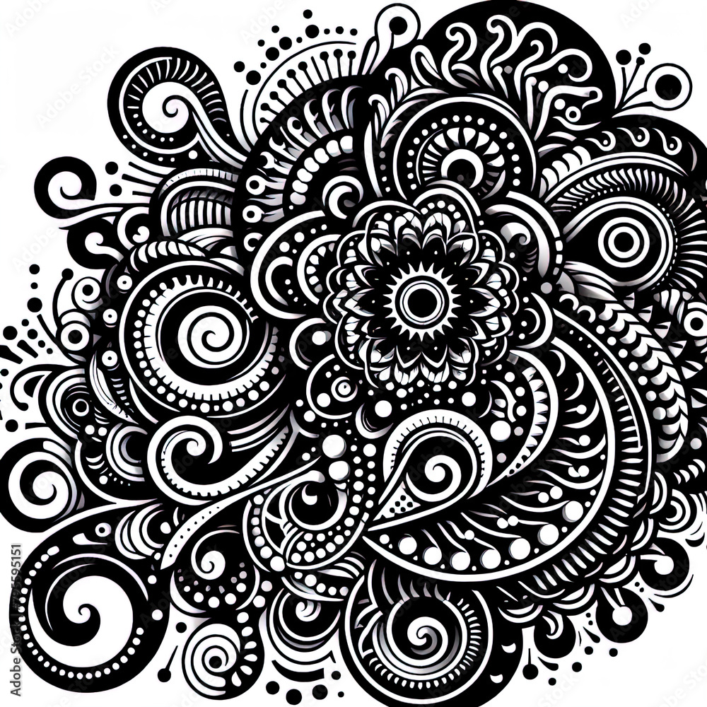 Fototapeta premium Ein schwarz weiß Vektor eines komplexen Musters