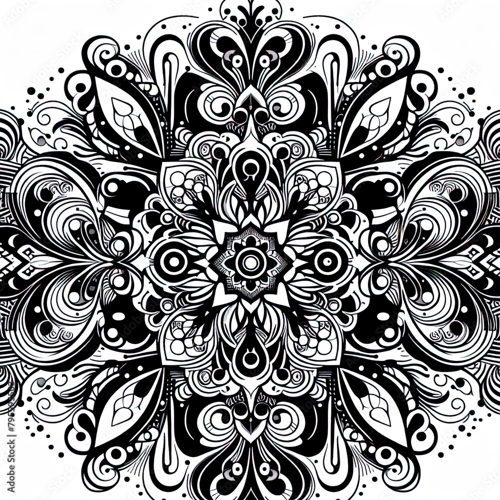 Obraz premium Ein schwarz weiß Vektor eines komplexen Musters