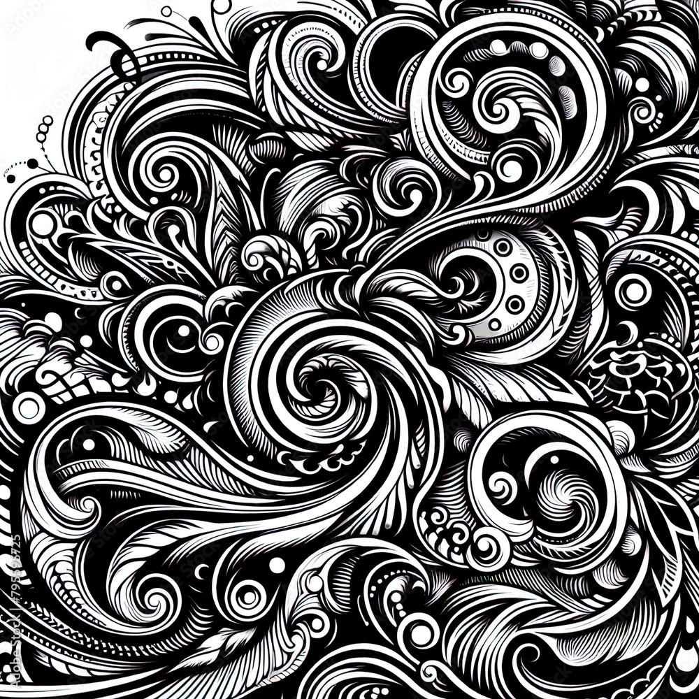 Obraz premium Ein schwarz weiß Vektor eines komplexen Musters